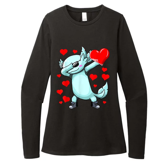 Dabbing Axolotl Heart Valentines Day As Girls Boys Womens CVC Long Sleeve Shirt