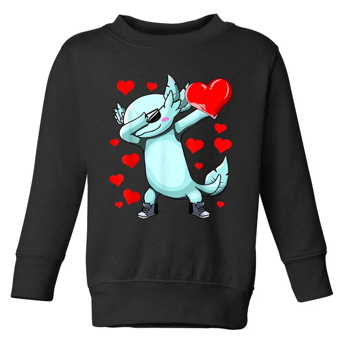 Dabbing Axolotl Heart Valentines Day As Girls Boys Toddler Sweatshirt