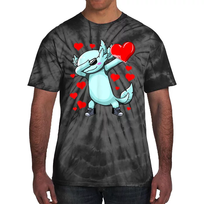 Dabbing Axolotl Heart Valentines Day As Girls Boys Tie-Dye T-Shirt