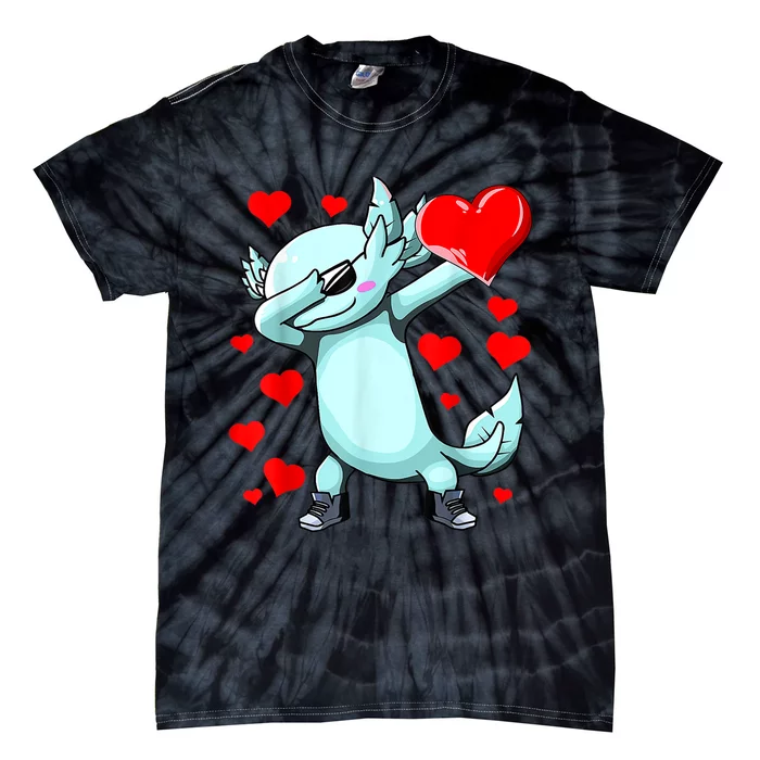 Dabbing Axolotl Heart Valentines Day As Girls Boys Tie-Dye T-Shirt