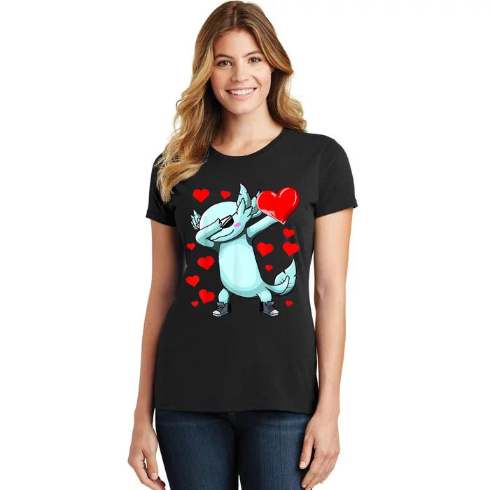 Dabbing Axolotl Heart Valentines Day As Girls Boys Women's T-Shirt