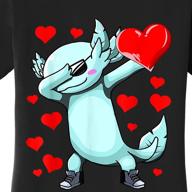 Dabbing Axolotl Heart Valentines Day As Girls Boys Women's T-Shirt