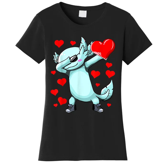 Dabbing Axolotl Heart Valentines Day As Girls Boys Women's T-Shirt