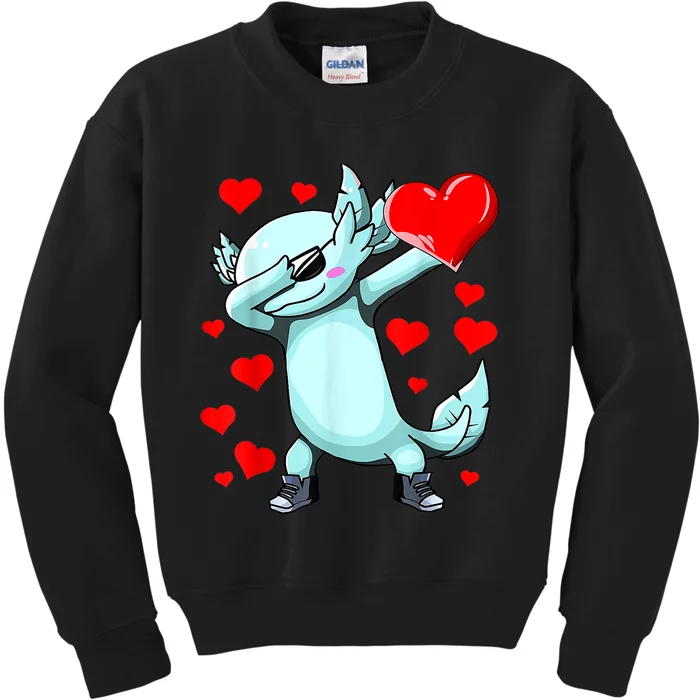 Dabbing Axolotl Heart Valentines Day As Girls Boys Kids Sweatshirt