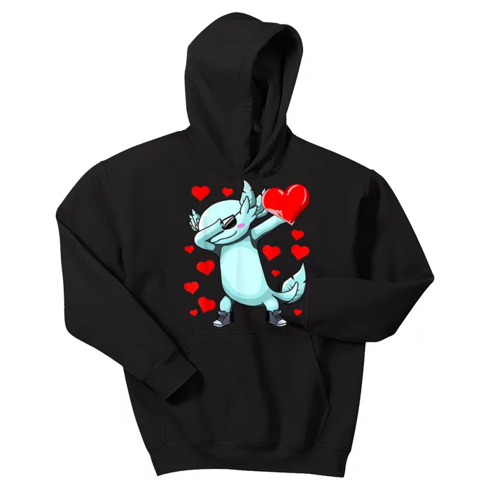 Dabbing Axolotl Heart Valentines Day As Girls Boys Kids Hoodie