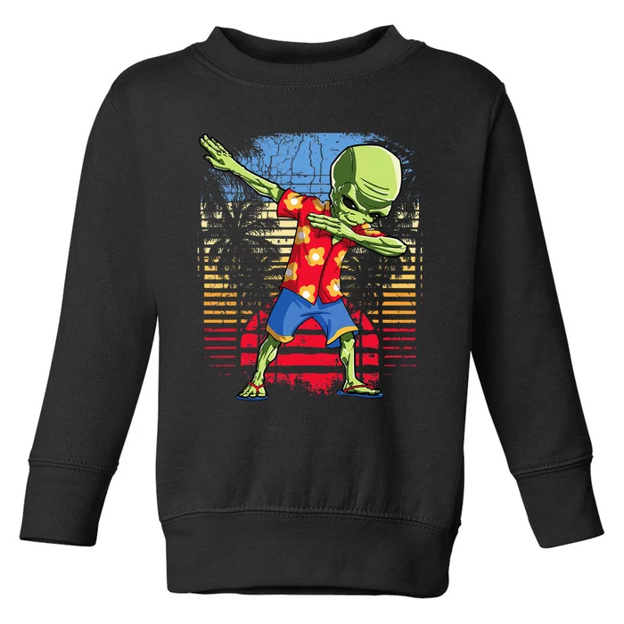 Dabbing Alien Hawaiian Ufo Hawaii Beach Surf Summer Toddler Sweatshirt