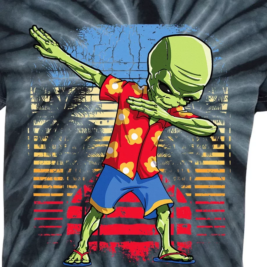 Dabbing Alien Hawaiian Ufo Hawaii Beach Surf Summer Kids Tie-Dye T-Shirt