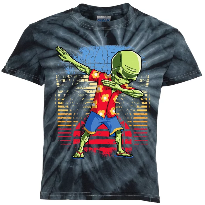 Dabbing Alien Hawaiian Ufo Hawaii Beach Surf Summer Kids Tie-Dye T-Shirt