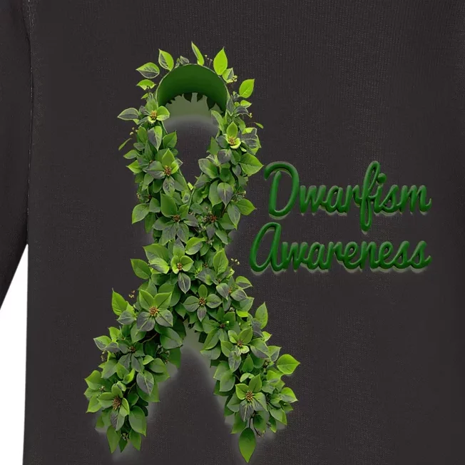 Dwarfism Awareness Hippie Flower Green Ribbon Support Baby Long Sleeve Bodysuit