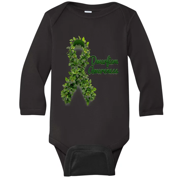 Dwarfism Awareness Hippie Flower Green Ribbon Support Baby Long Sleeve Bodysuit