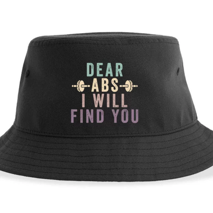 Dear Abs I Will Find You Funny Workout Cardio Sustainable Bucket Hat