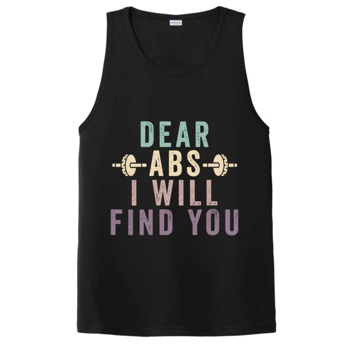 Dear Abs I Will Find You Funny Workout Cardio Performance Tank