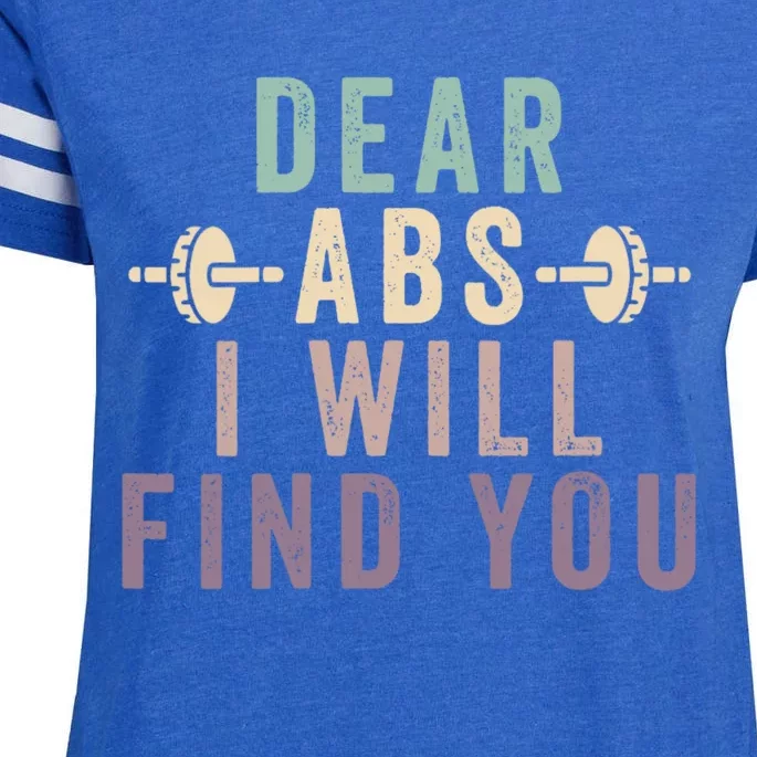 Dear Abs I Will Find You Funny Workout Cardio Enza Ladies Jersey Football T-Shirt