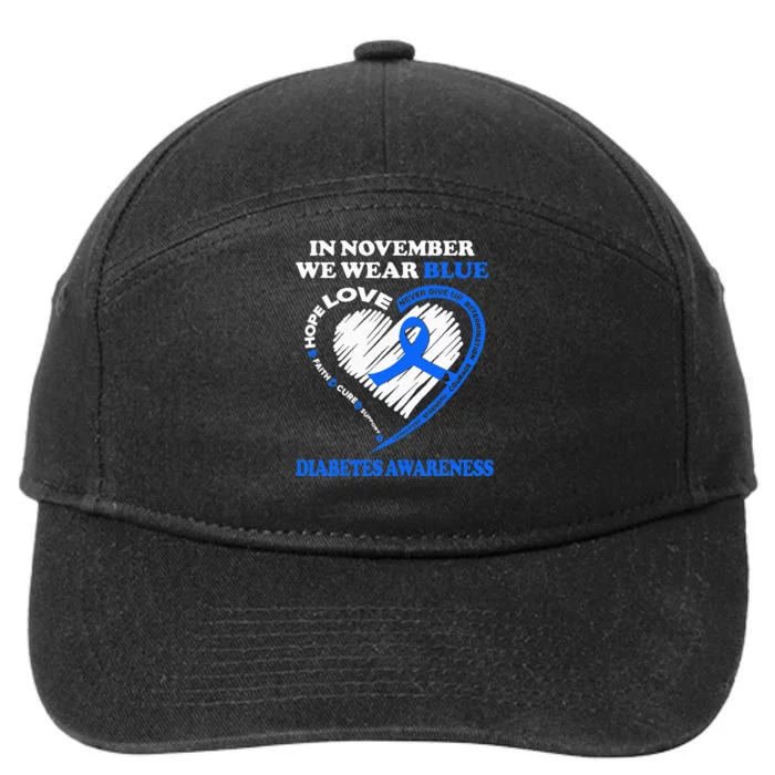 Diabetes Awareness In November We Wear Blue 7-Panel Snapback Hat