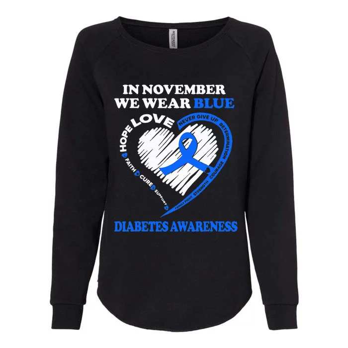 Diabetes Awareness In November We Wear Blue Womens California Wash Sweatshirt