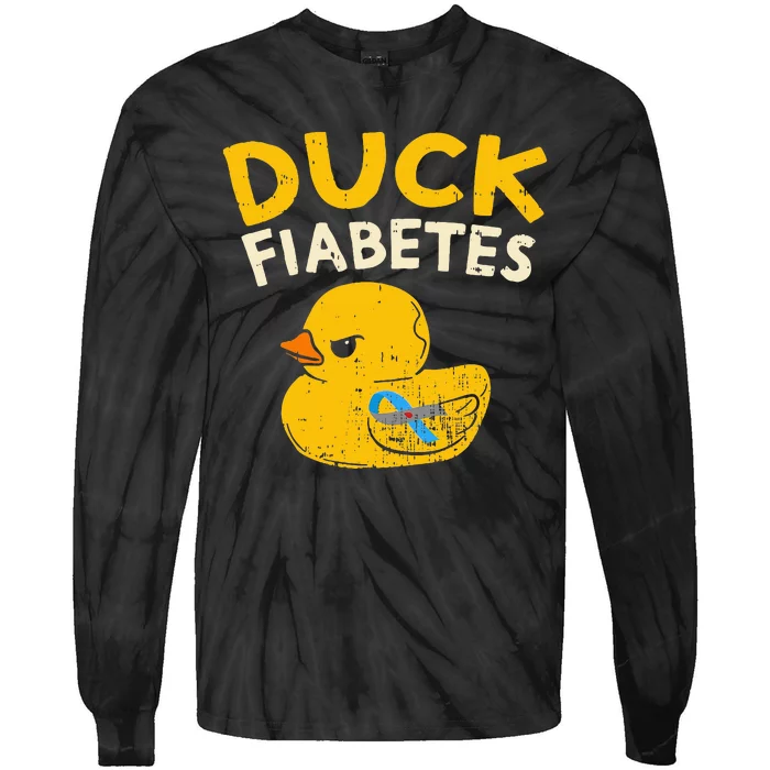 Diabetes Awareness I Duck Fiabetes I Cool Rubber Duck Tie-Dye Long Sleeve Shirt