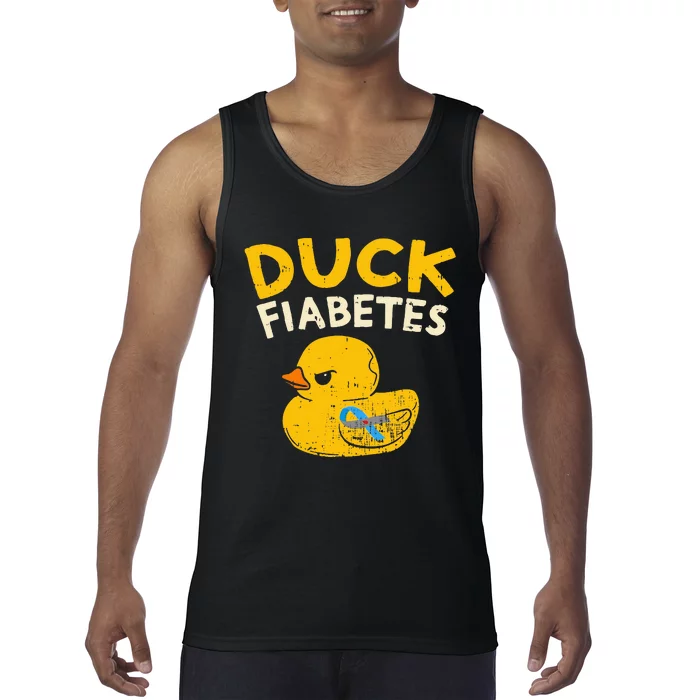 Diabetes Awareness I Duck Fiabetes I Cool Rubber Duck Tank Top