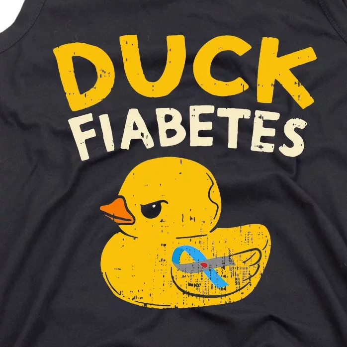 Diabetes Awareness I Duck Fiabetes I Cool Rubber Duck Tank Top