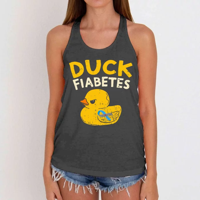 Diabetes Awareness I Duck Fiabetes I Cool Rubber Duck Women's Knotted Racerback Tank