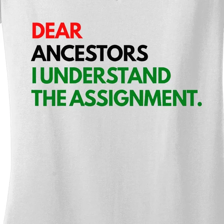 Dear Ancestors I Understand The Assignment Women's V-Neck T-Shirt