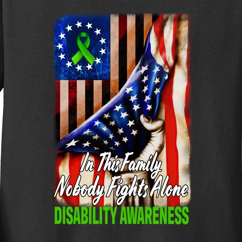 DISABILITY Awareness In This Family Nobody Fights Alone Classic Kids Long Sleeve Shirt