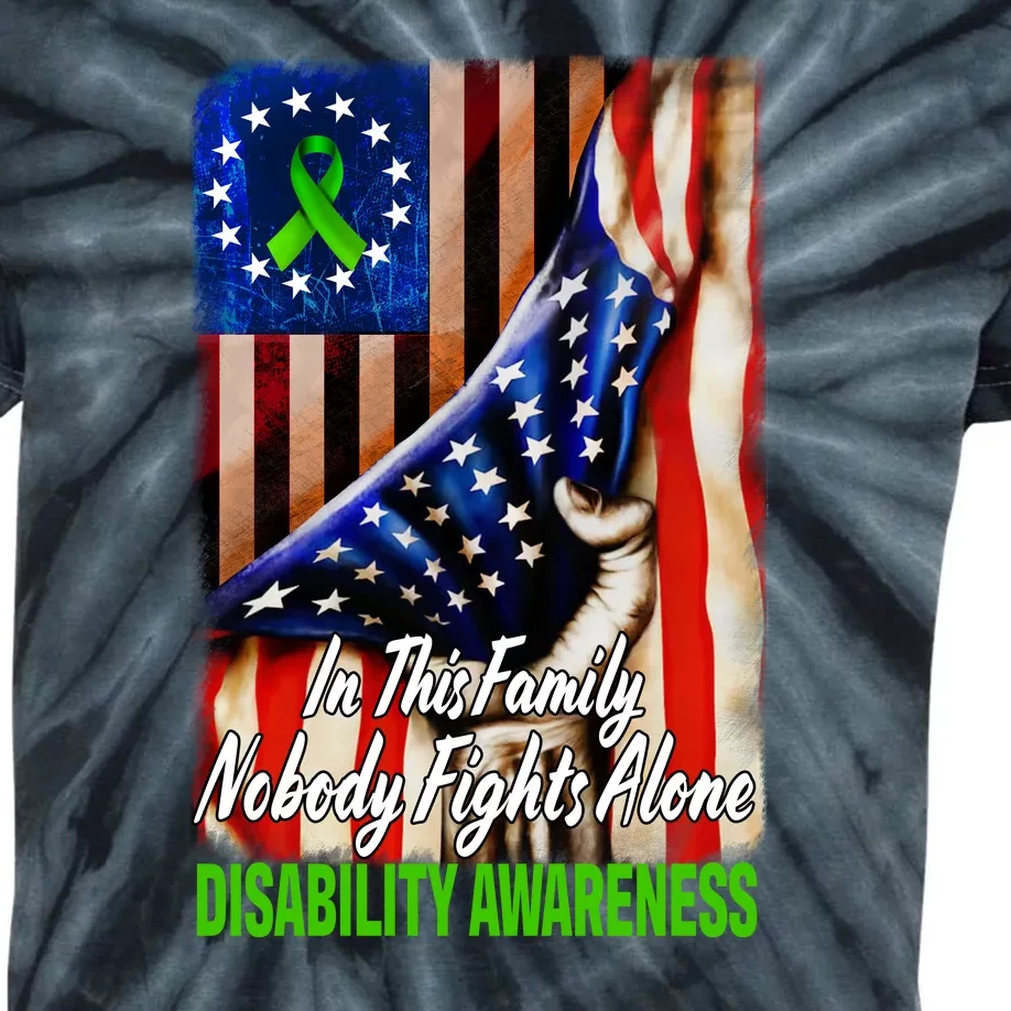 DISABILITY Awareness In This Family Nobody Fights Alone Classic Kids Tie-Dye T-Shirt