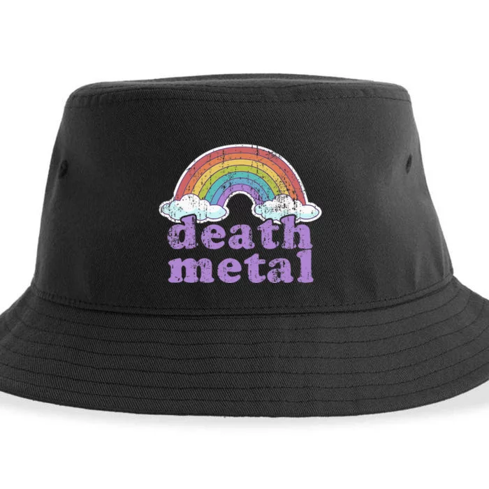 DEATH METAL Rainbow Funny Retro Vintage Love Music Metalhead Sustainable Bucket Hat