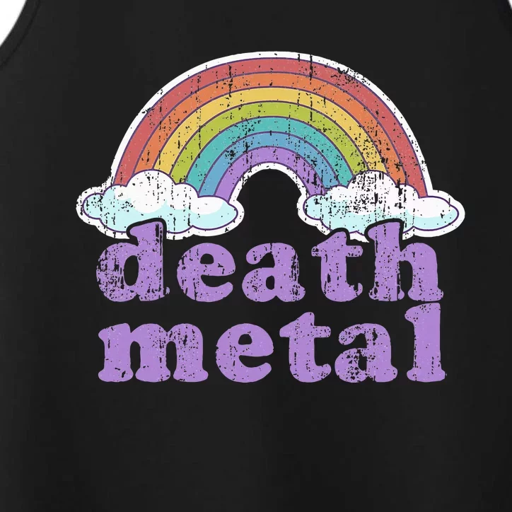 DEATH METAL Rainbow Funny Retro Vintage Love Music Metalhead Performance Tank