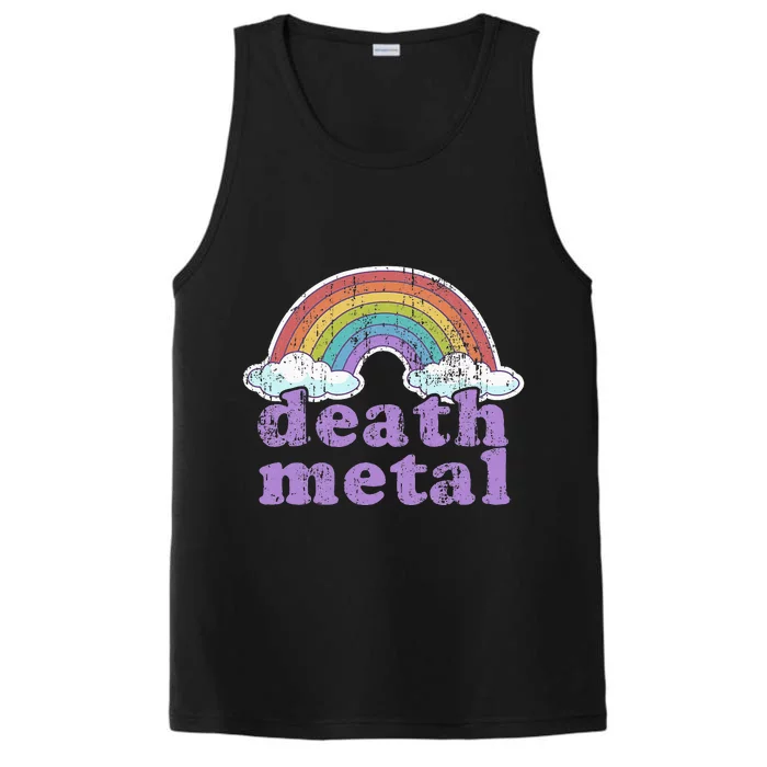 DEATH METAL Rainbow Funny Retro Vintage Love Music Metalhead Performance Tank