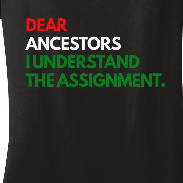 Dear Ancestors I Understand The Mission Women's V-Neck T-Shirt