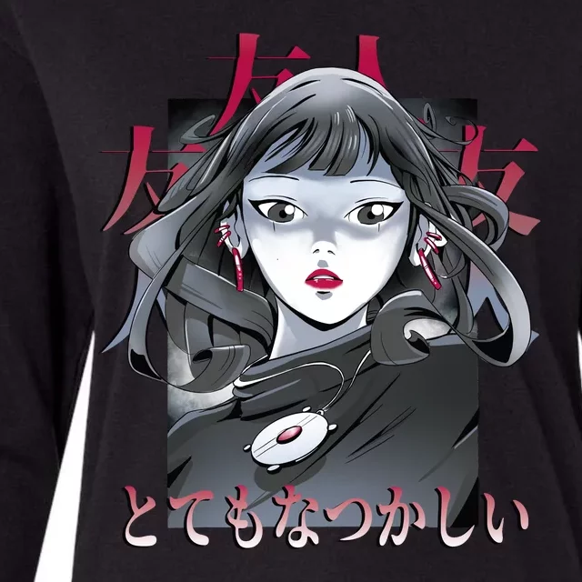 Dramatic Anime Japanese Womens Cotton Relaxed Long Sleeve T-Shirt