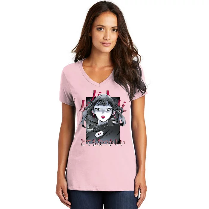 Dramatic Anime Japanese Women's V-Neck T-Shirt