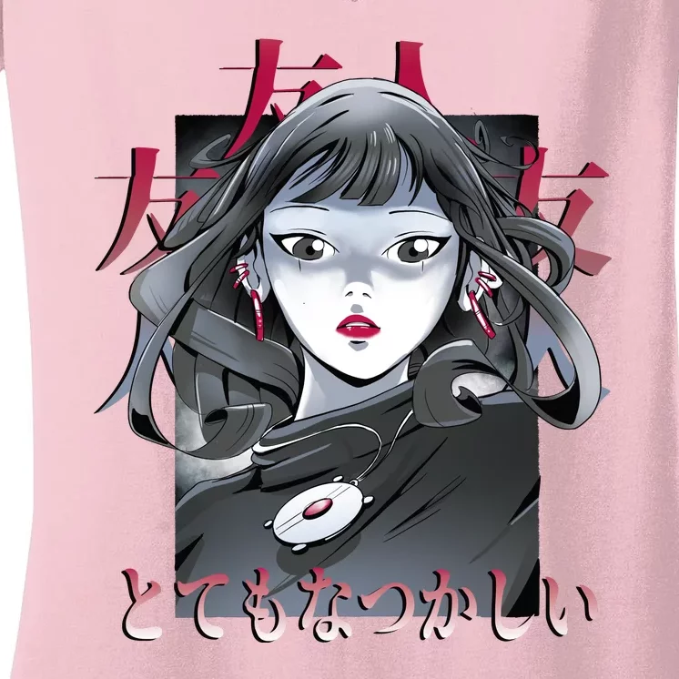 Dramatic Anime Japanese Women's V-Neck T-Shirt