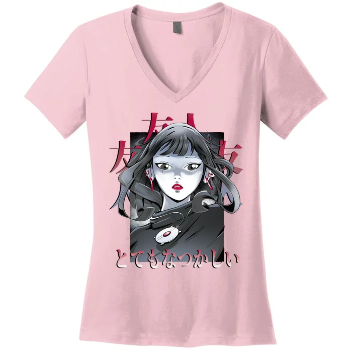 Dramatic Anime Japanese Women's V-Neck T-Shirt