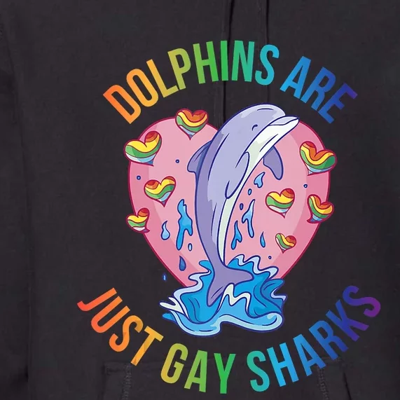 Dolphins Are Just Gay Sharks Funny Cute LGBT LGBTQ Pride Premium Hoodie