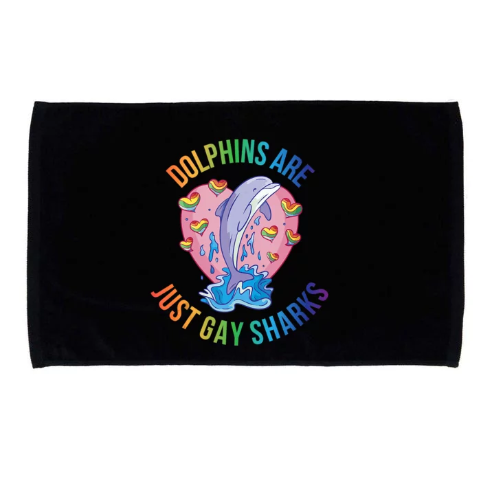 Dolphins Are Just Gay Sharks Funny Cute LGBT LGBTQ Pride Microfiber Hand Towel