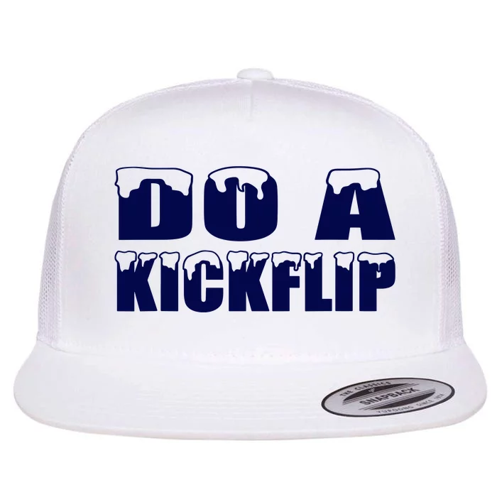 Do A Kickflip Ice And Snow Do A Kickflip For Men Women Flat Bill Trucker Hat