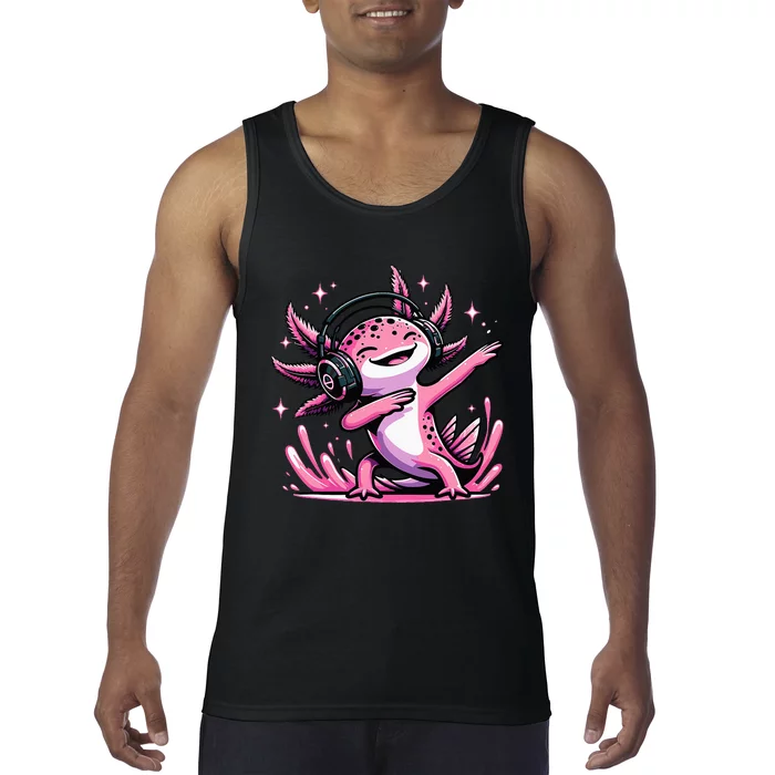 Dabbing Axolotl Kawaii Cute Axolotl Gaming Tank Top