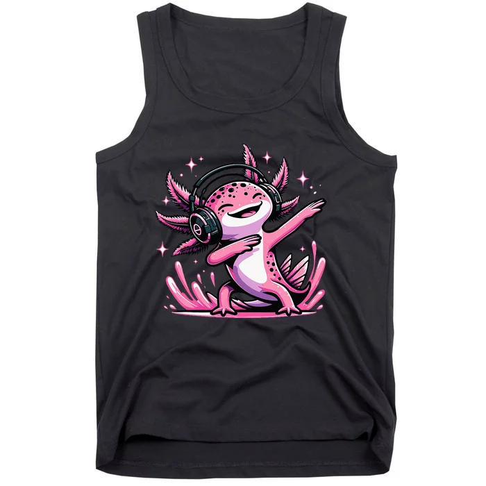 Dabbing Axolotl Kawaii Cute Axolotl Gaming Tank Top