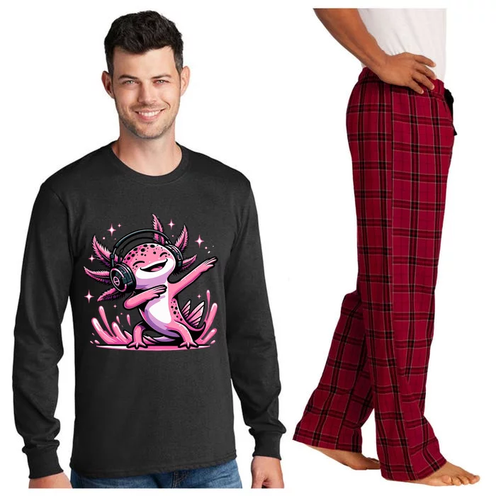 Dabbing Axolotl Kawaii Cute Axolotl Gaming Long Sleeve Pajama Set