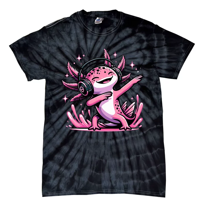 Dabbing Axolotl Kawaii Cute Axolotl Gaming Tie-Dye T-Shirt