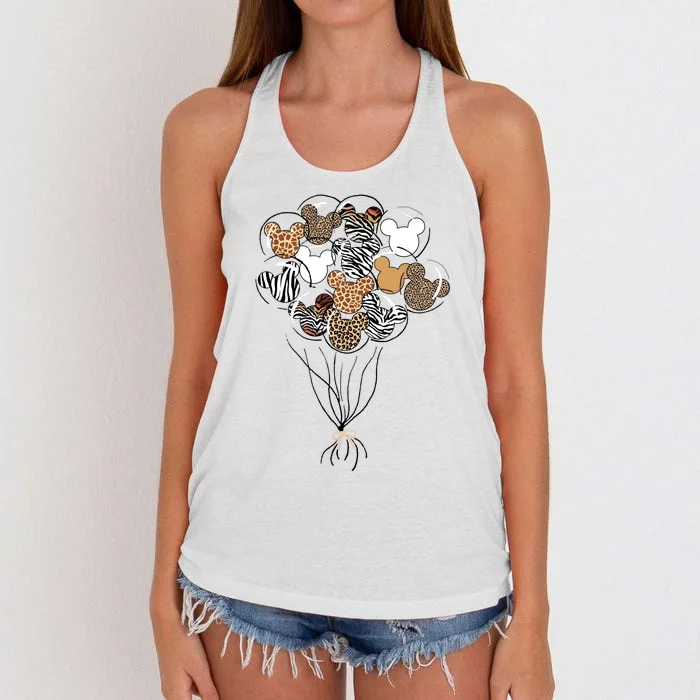 Diznee Animal Kingdom Balloons Colorful Vacay Diznee Aesthetic Women's Knotted Racerback Tank