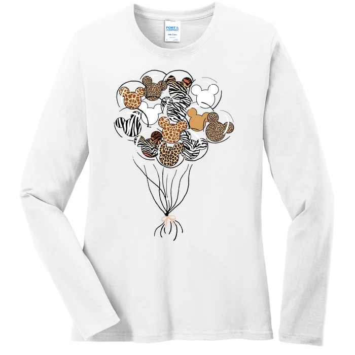 Diznee Animal Kingdom Balloons Colorful Vacay Diznee Aesthetic Ladies Long Sleeve Shirt