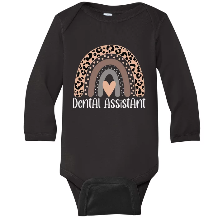 Dental Assistant leopard rainbow healthcare workers Baby Long Sleeve Bodysuit