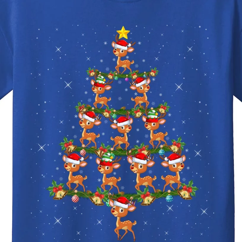 Deer Animal Lover Xmas Tree Lights Santa Deer Christmas Gift Kids T-Shirt