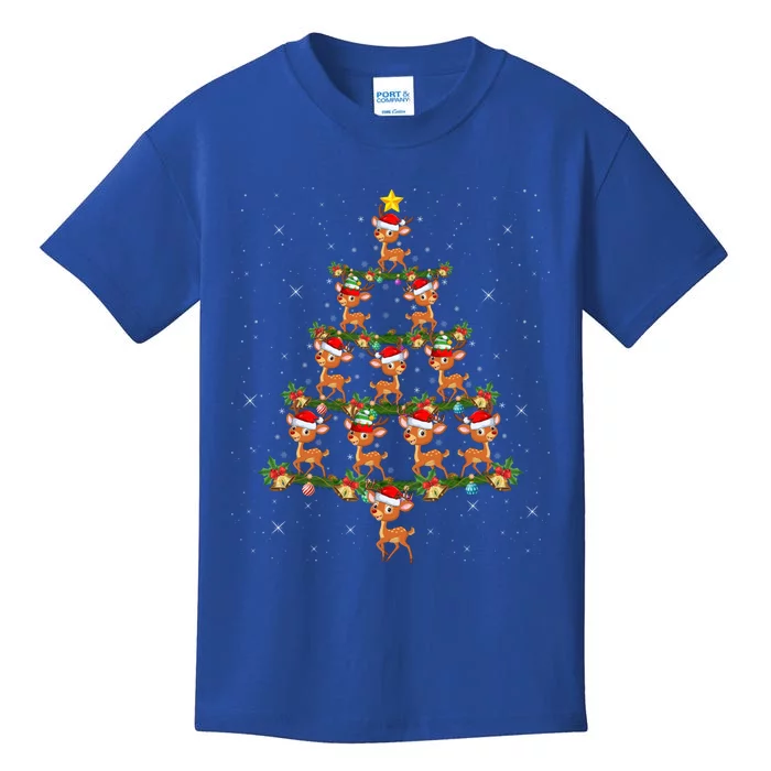 Deer Animal Lover Xmas Tree Lights Santa Deer Christmas Gift Kids T-Shirt