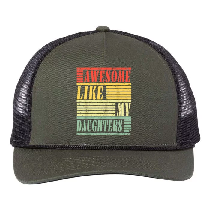 Dad Awesome Like My Daughters Gift Awesome Fathers Day Dad Great Gift Retro Rope Trucker Hat Cap