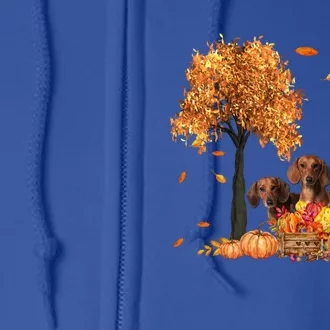 Dachshund Autumn Leaf Fall Dog Lover Thanksgiving Halloween Cool Gift Full Zip Hoodie