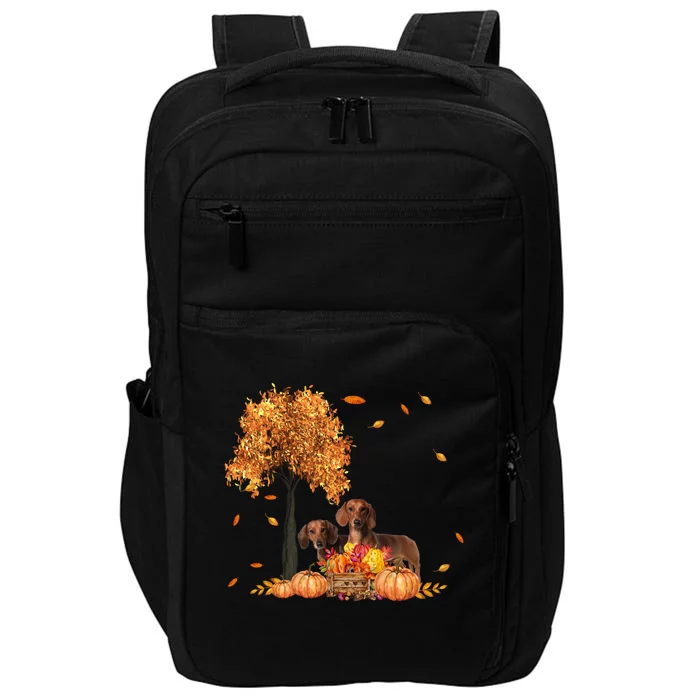 Dachshund Autumn Leaf Fall Dog Lover Thanksgiving Halloween Gift Impact Tech Backpack