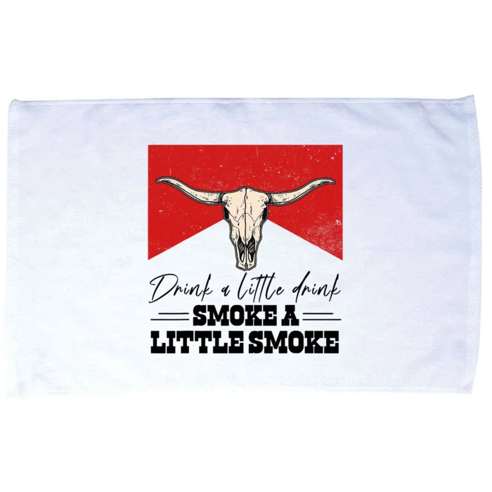 Drink A Little Drink Smoke A Little Smoke Retro Bull SKull Microfiber Hand Towel